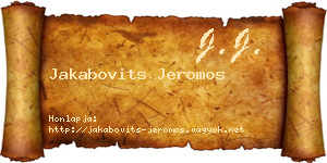 Jakabovits Jeromos névjegykártya